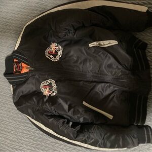 Scott Black Bomber Jacket with Embroidered Accents